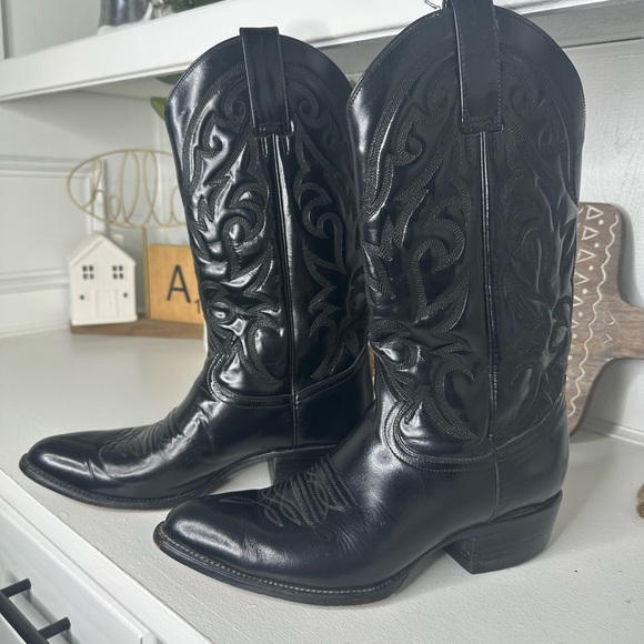 **SOLD** Rudel Vintage Black Embroidered Cowboy Western Boots Men's 9, Women's - Picture 2 of 9
